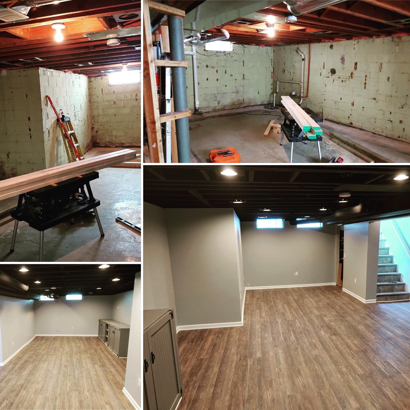Finished Basement Before and After