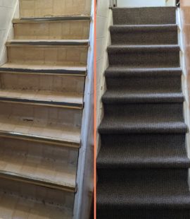 Basement Stairs Carpet Installation Before and After